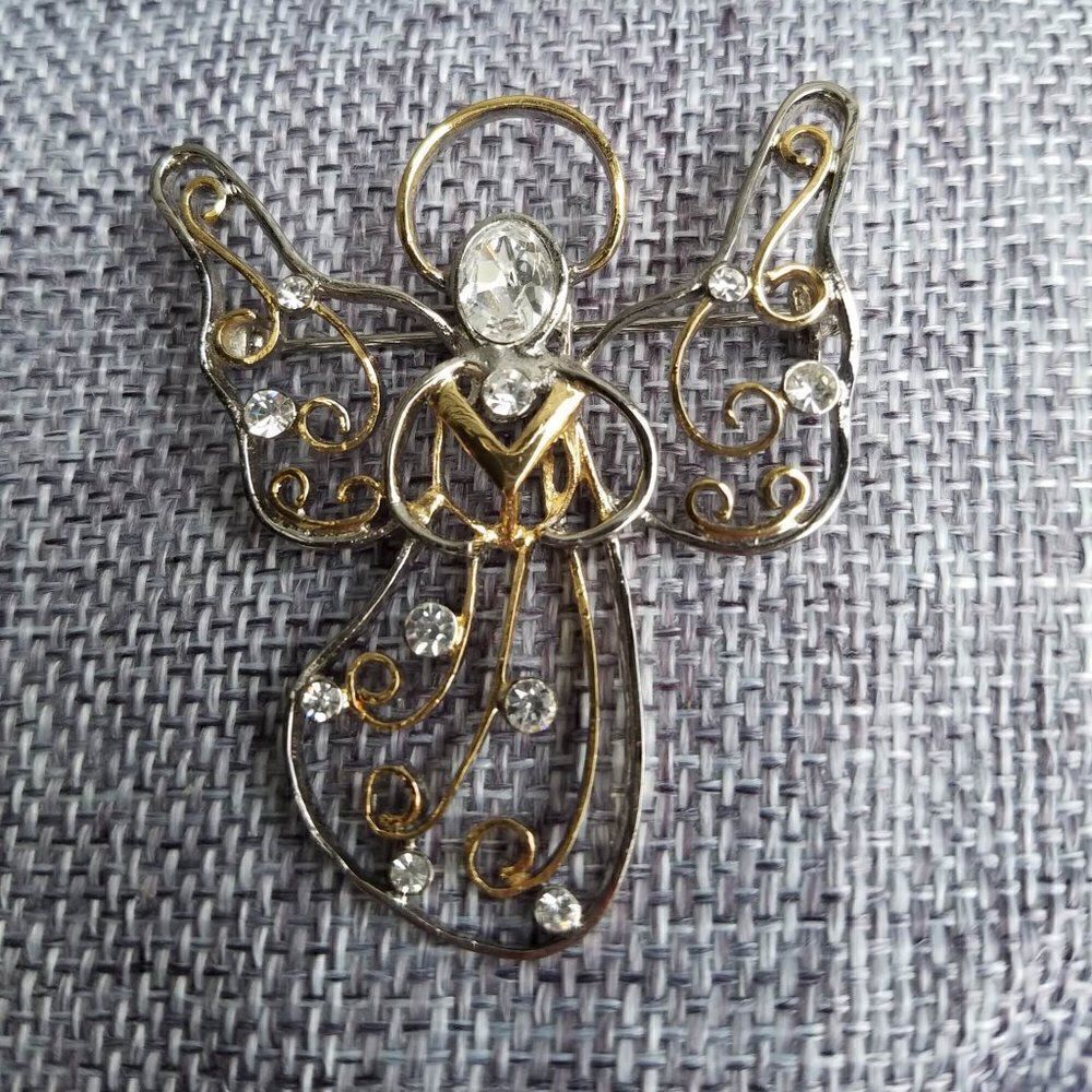 Eisenberg Ice Angel Brooch with Crystals